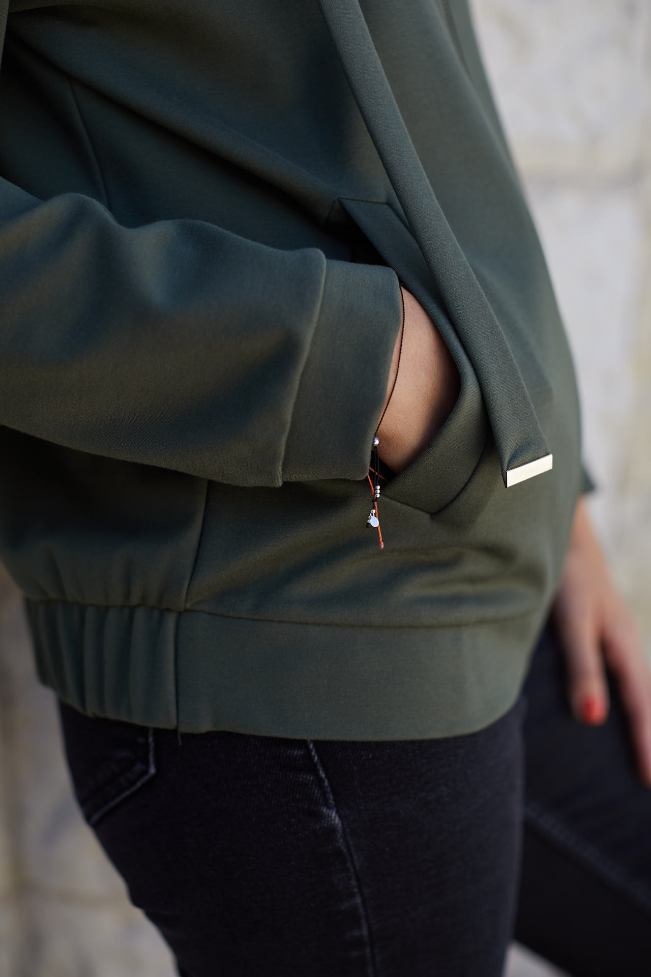 Rozpinana bluza z suwakiem khaki