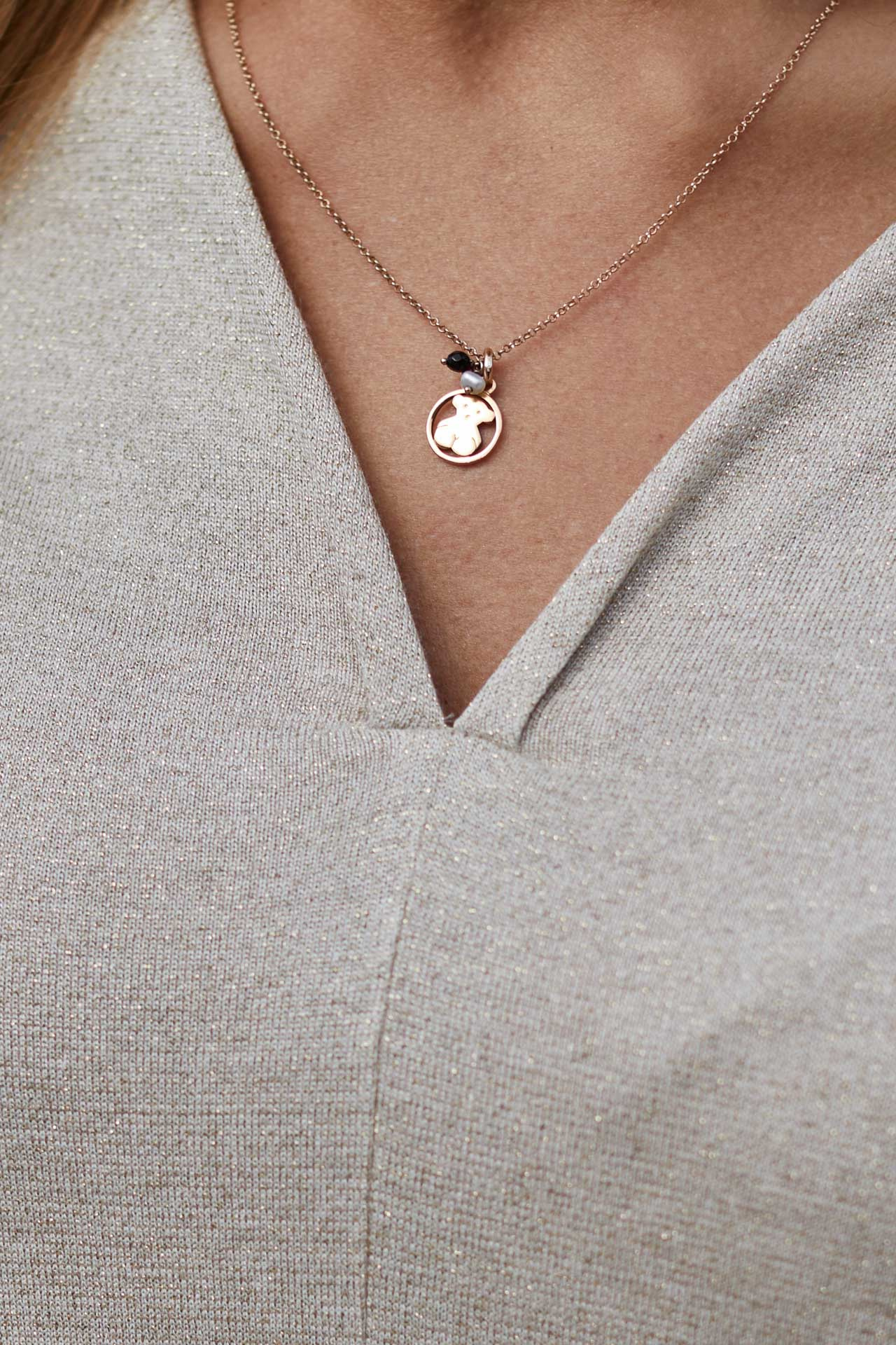 Knitted blouse with golden lurex in shades of warm beige