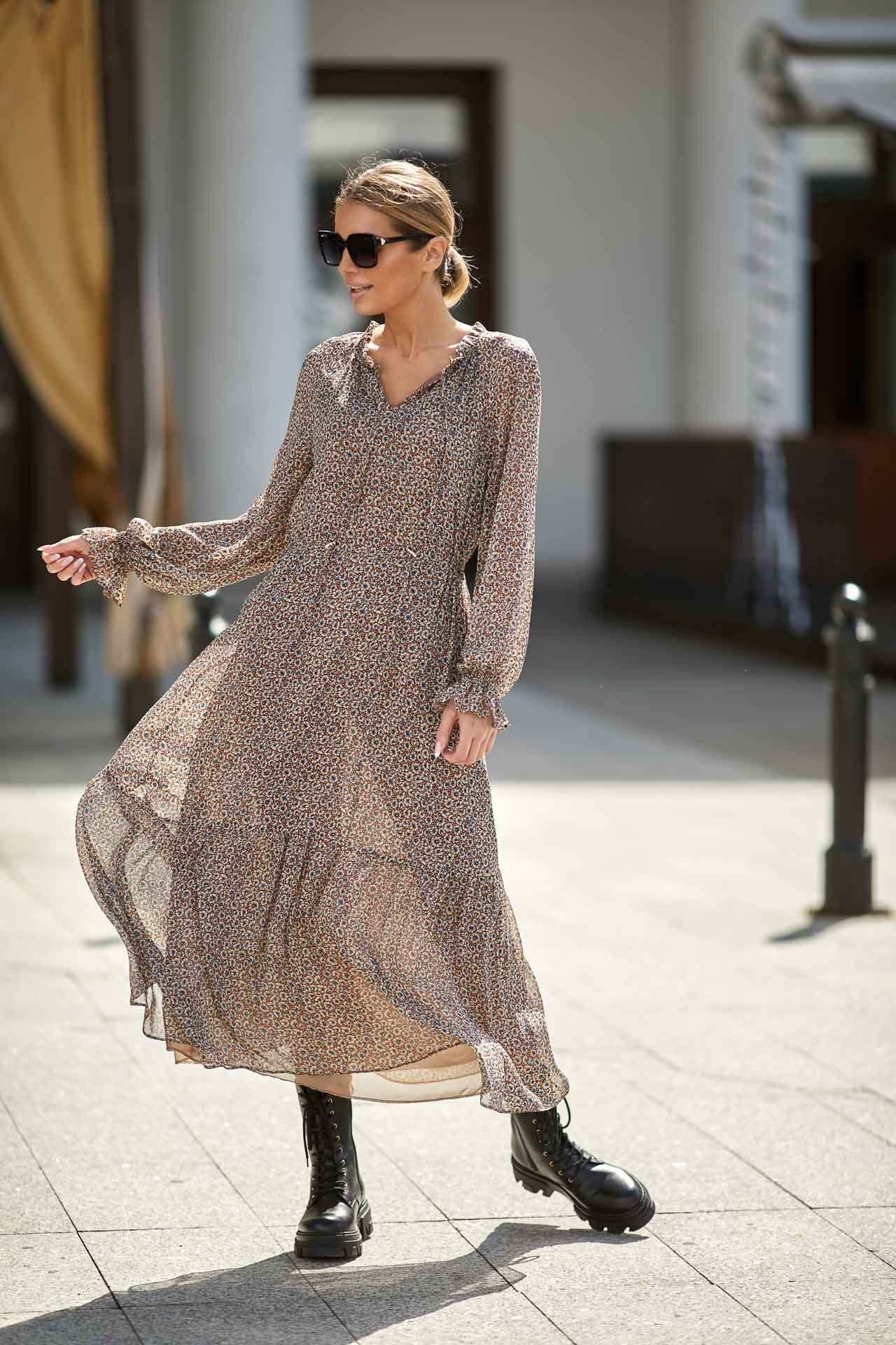 Boho style chiffon maxi dress