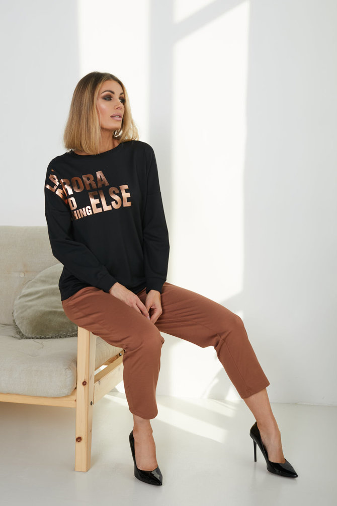 Women's set, tracksuit with copper inscriptions (sweatshirt + pants)