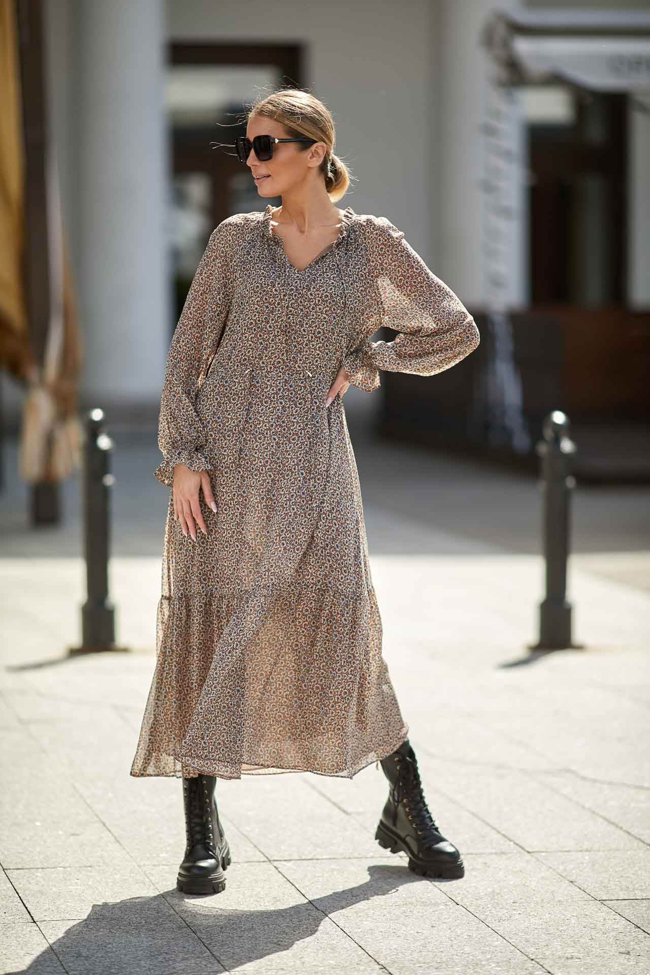 Boho style chiffon maxi dress