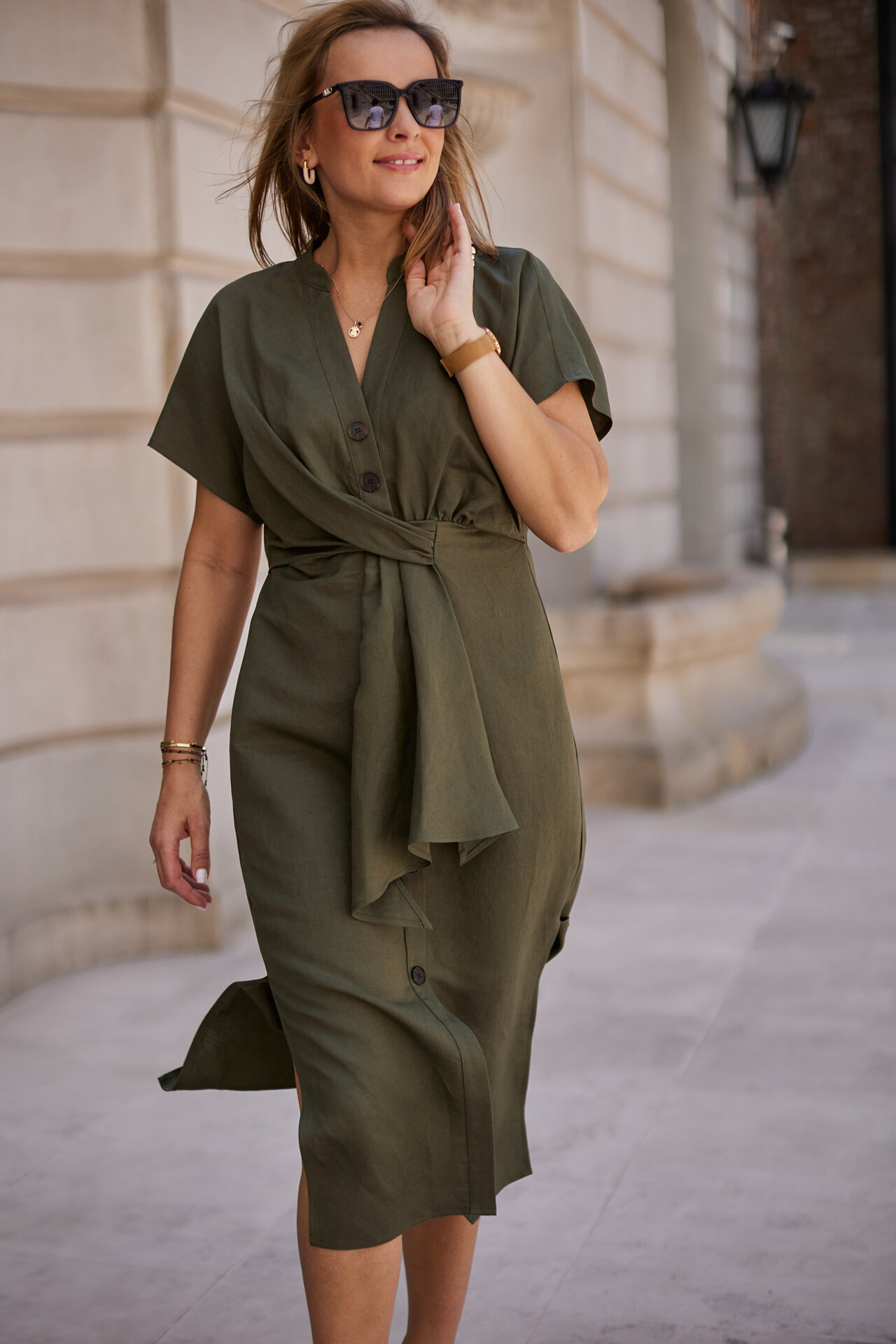 Linen dress with a knot, natural eco fabric