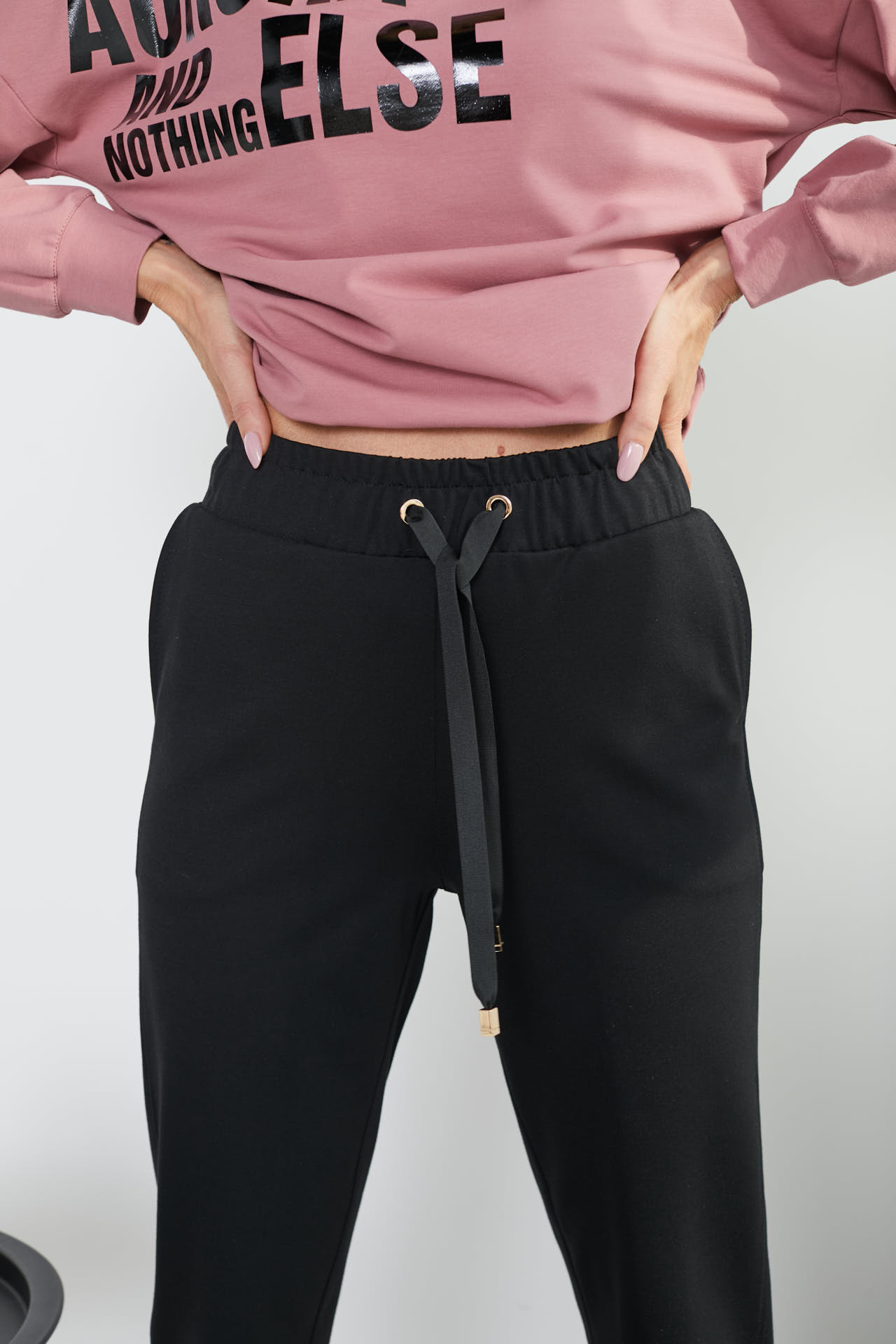 Elegant sports set with inscriptions (sweatshirt + pants)