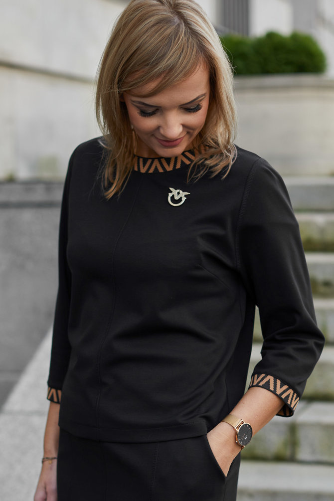 Black set for a mature woman, (sweatshirt + skirt)