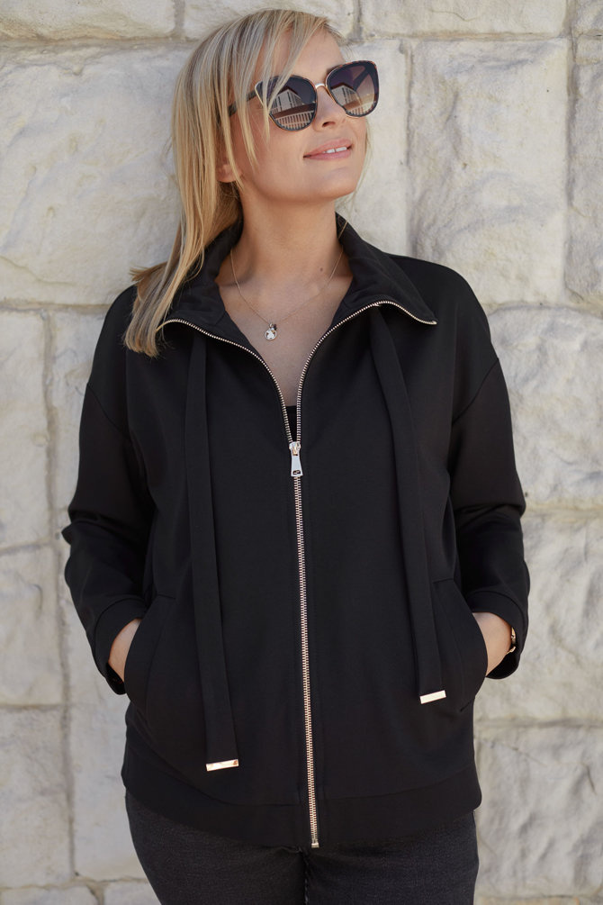 Black sweatshirt with a zipper