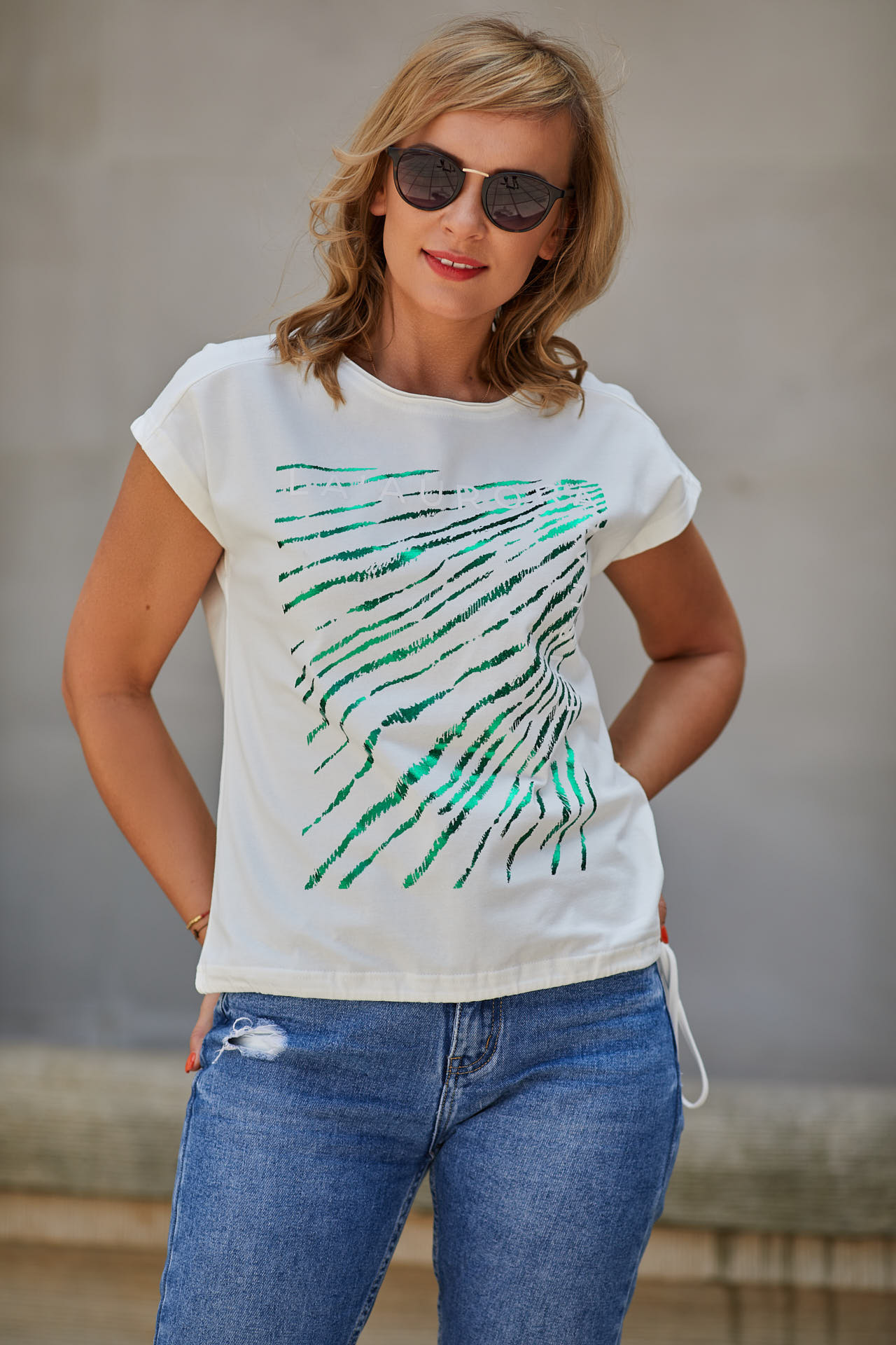 Bawełniana bluzka z ozdobnym drukiem