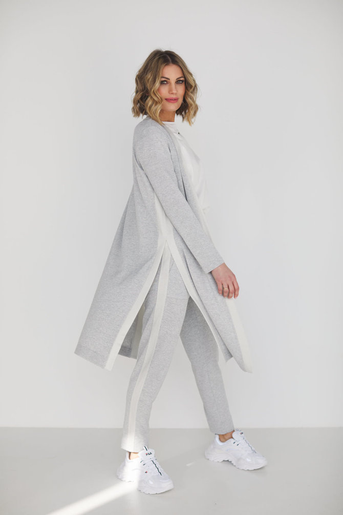 A set of cardigan with pants, a thin sweater