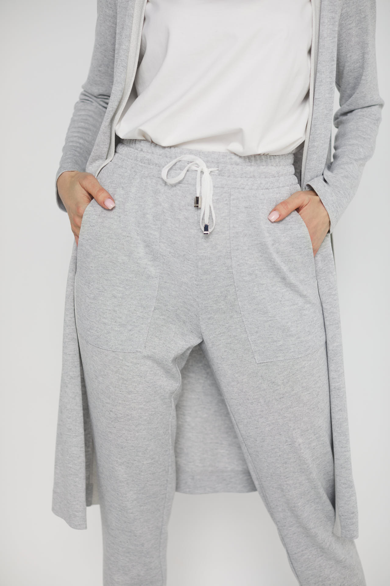 Komplet kardigan ze spodniami, cienki sweterek