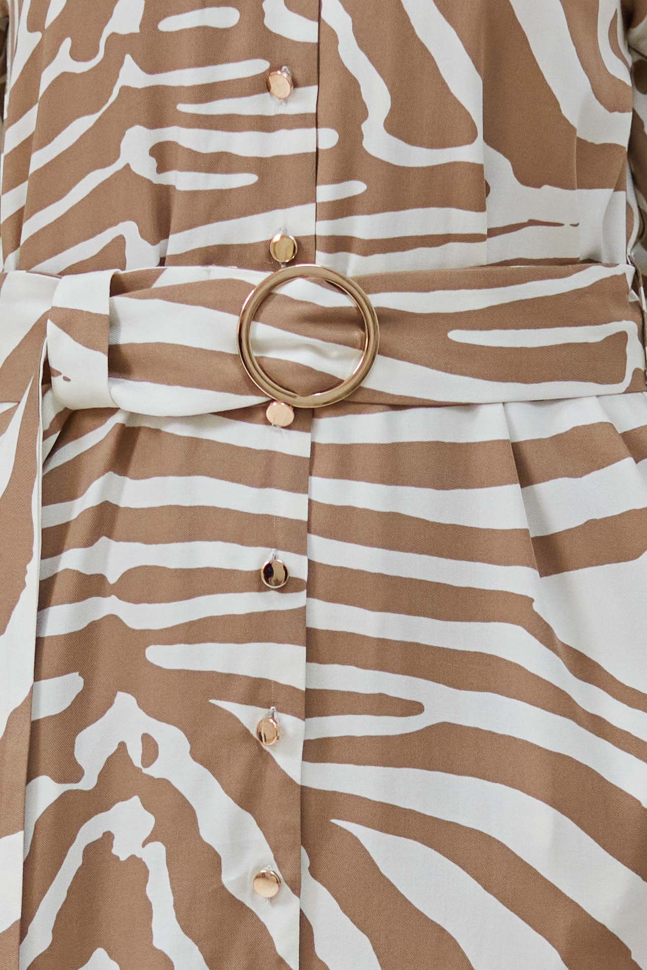 Rozpinana sukienka zebra z paskiem, zwierzęcy print