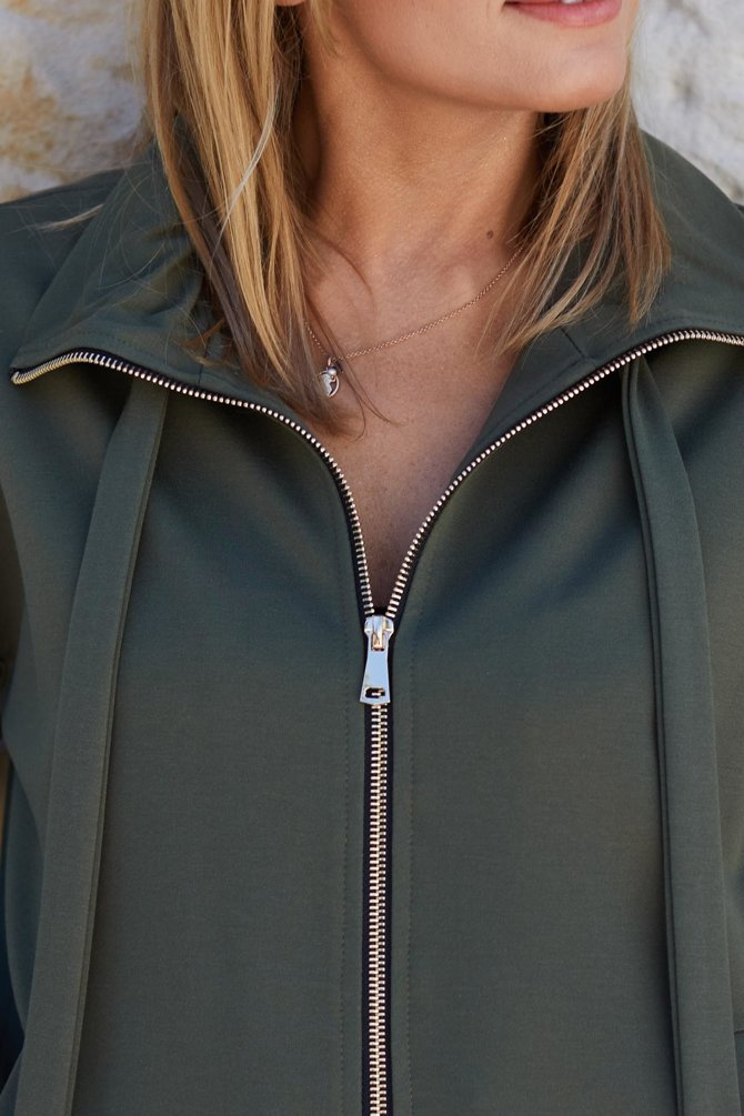 Khaki sweatshirt with a zipper