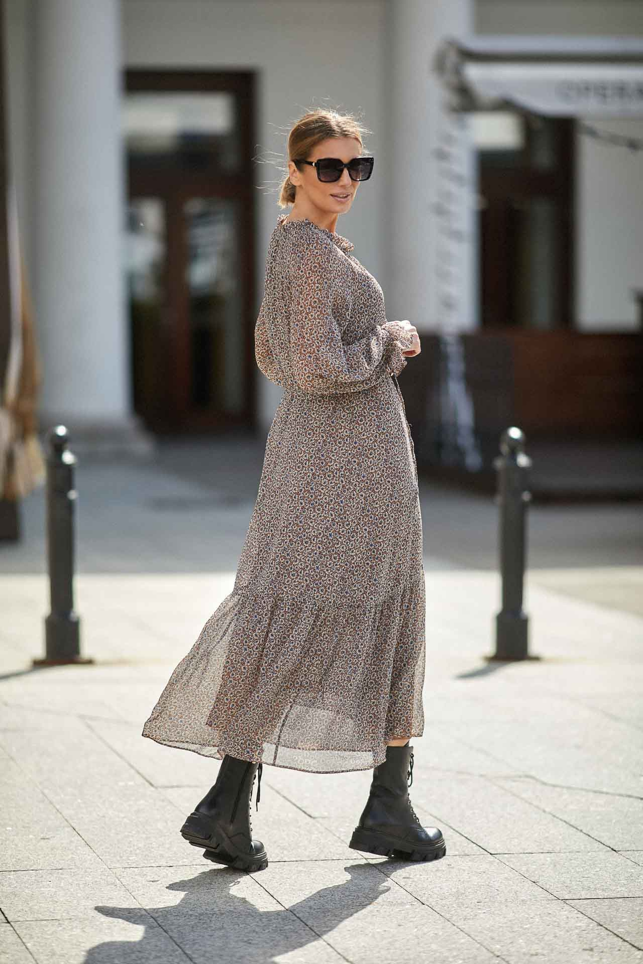 Boho style chiffon maxi dress