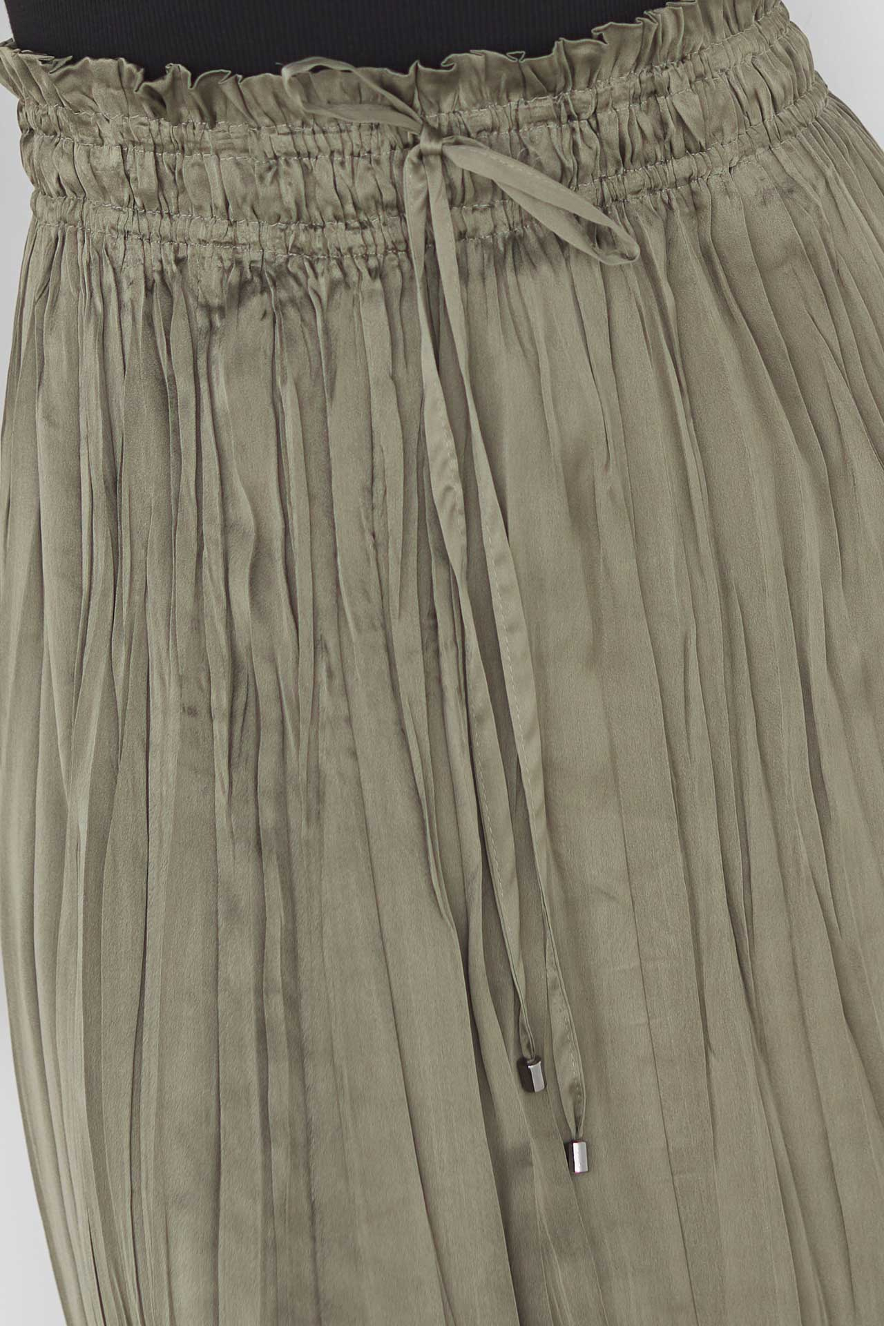 7/8 length khaki pleated skirt