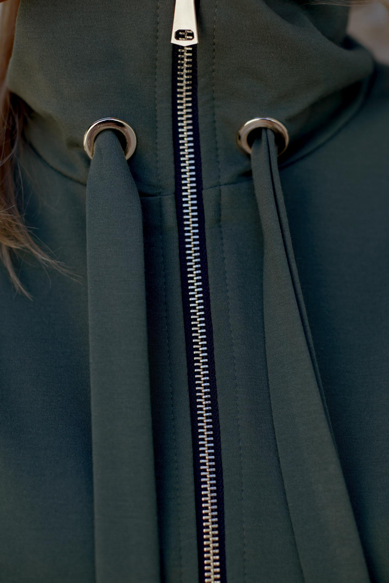 Rozpinana bluza z suwakiem khaki