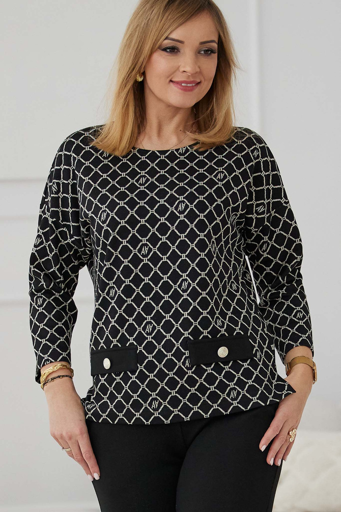 Elegant jacquard blouse with lurex